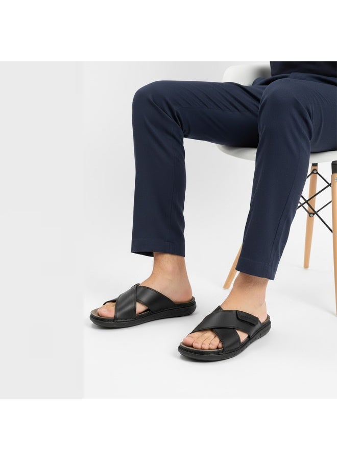 Stylish men's slippers with a modern and comfortable design – genuine leather and non-slip orthopedic sole, available in various sizes and colors. - Image 1